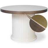 MASUTA ALBA DE CAFEA ROTUNDA CU RIFLAJE, 70x70x50cm